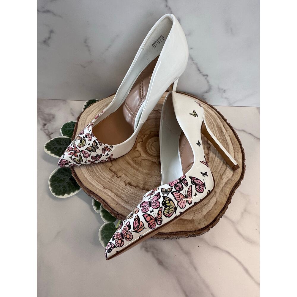 ALDO Lala Pointed Toe Stiletto Pump in White Butterfly Multicolor, Womens 7.5 - Picture 3 of 8